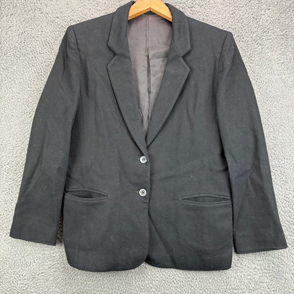 Vintage Panther Black 100% Wool Blazer Jacket ILGWU Made in USA Womens 19.5" Pit
